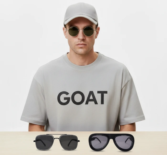 عینک آفتابی قاب بزرگ برای صورت مربعی