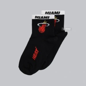 جوراب اسپرت مشکی نیم ساق بسکتبالی، طرح لوگوی Miami Heat.